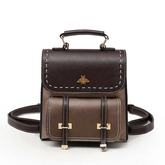 Vintage Pu Leather Women Backpack Simple