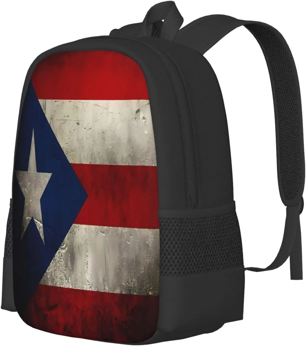 Vintage Puerto Rico Flag Casual Backpacks Large Capacity Backpack Laptop Rucksack Sport Daypack Commuter Bags with Adjustable Strap for Traveling Camping