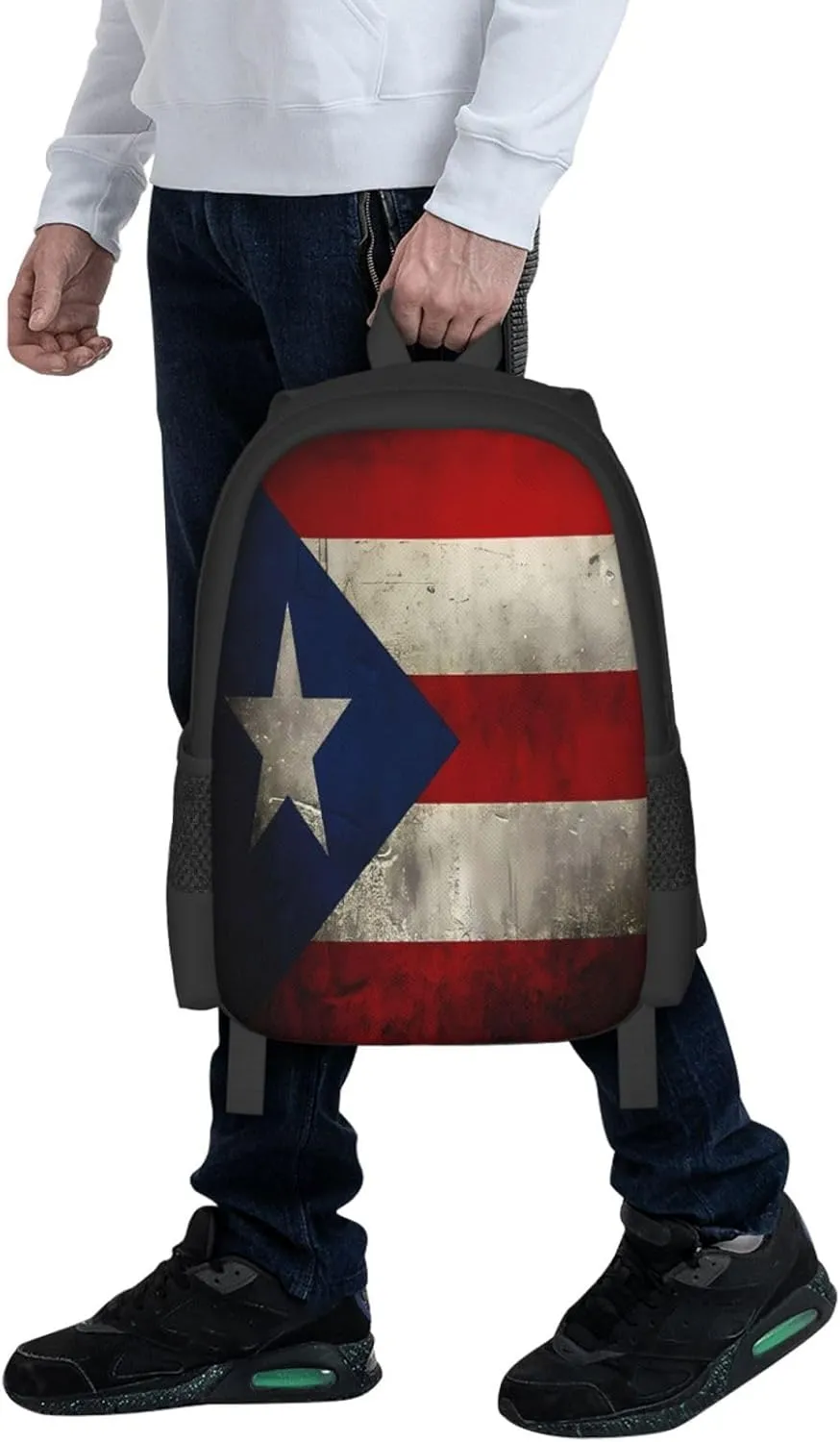 Vintage Puerto Rico Flag Casual Backpacks Large Capacity Backpack Laptop Rucksack Sport Daypack Commuter Bags with Adjustable Strap for Traveling Camping