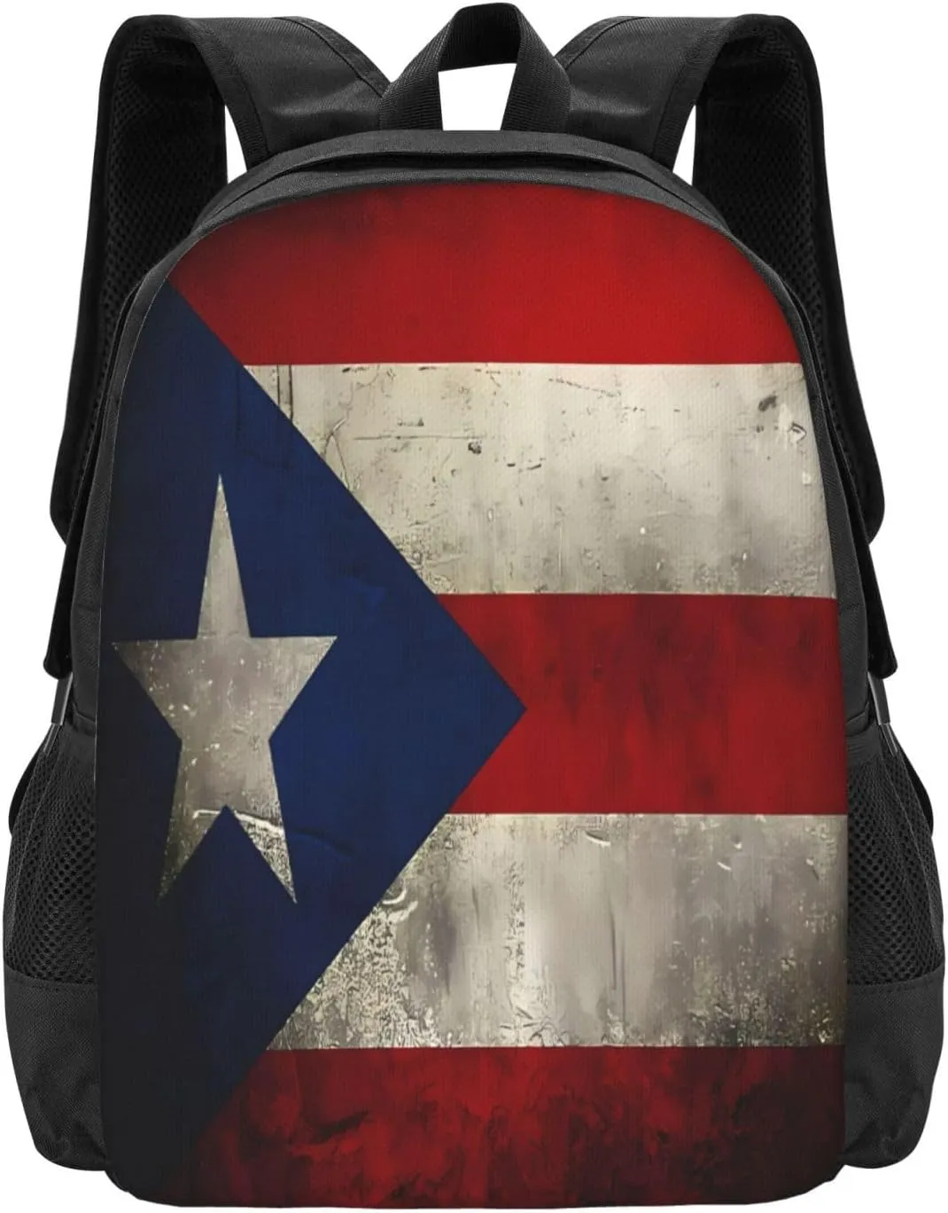 Vintage Puerto Rico Flag Casual Backpacks Large Capacity Backpack Laptop Rucksack Sport Daypack Commuter Bags with Adjustable Strap for Traveling Camping