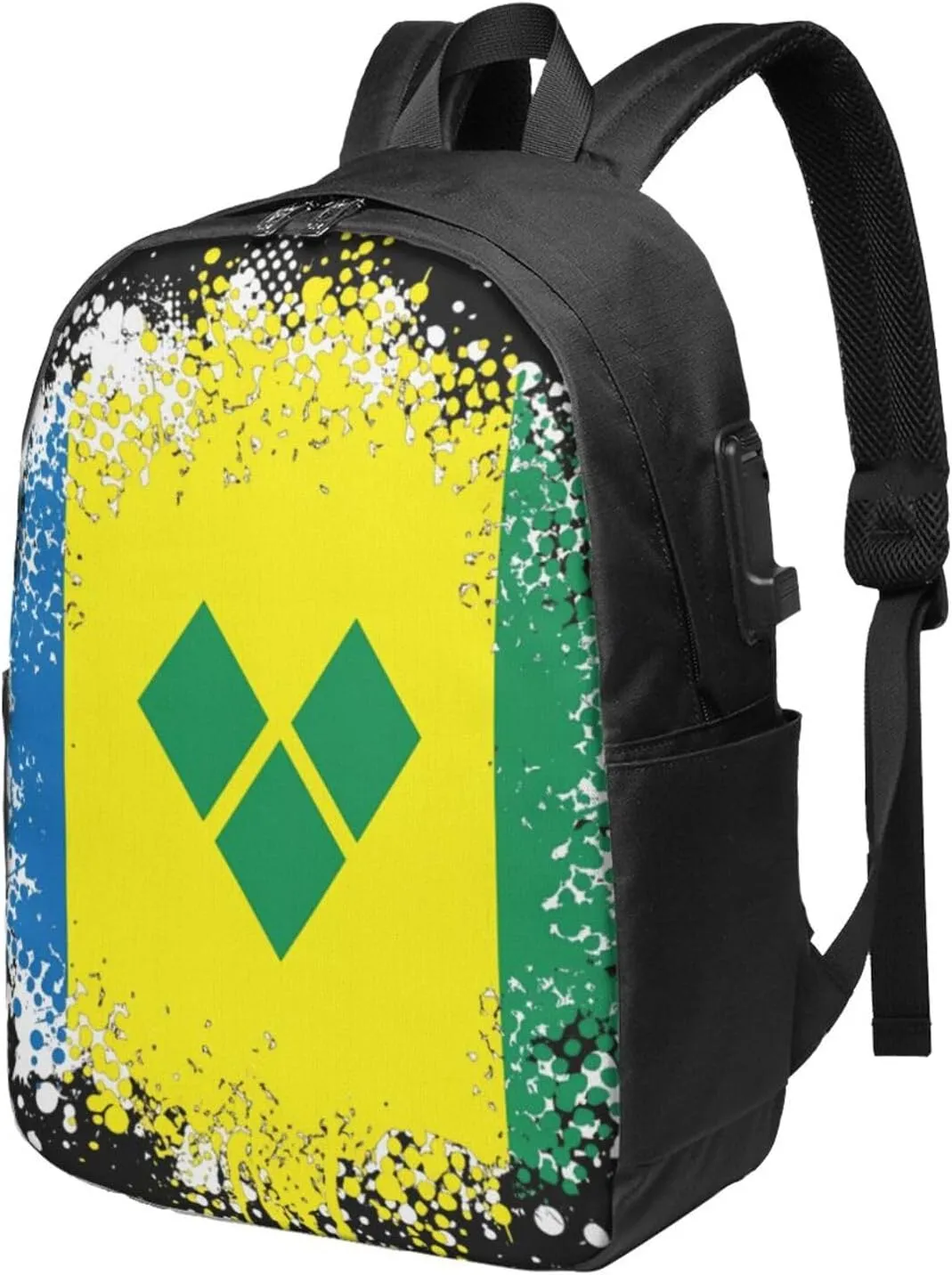 Vintage Saint Vincent Grenadines Flag Laptop Backpacks Travel Backpack Casual Business Daypack Sport Rucksack Computer Bag Fits up to 17 Inch Notebook with USB Port