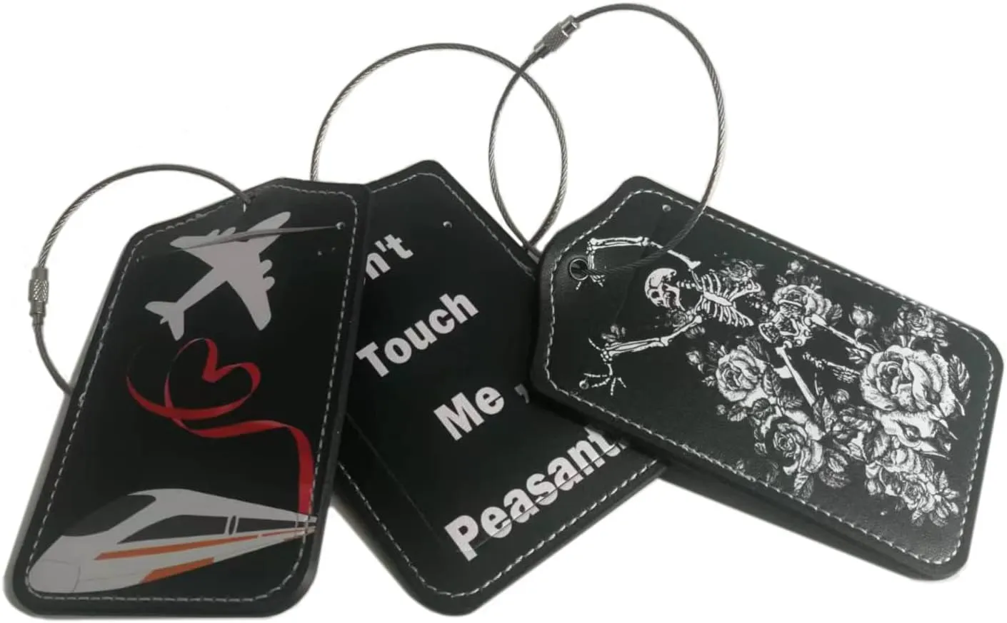 Vintage Shark Scuba Dive Flag Leather Baggage Bag Luggage Tag with Privacy Cover Set of 2 for Women Men Travel