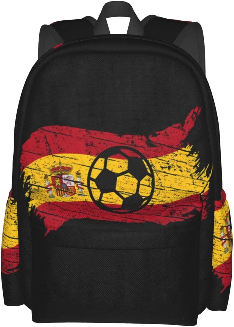 Vintage Spain Spanish Espana Soccer Football Flag Casual Backpack Large Capacity Travel Backpacks Laptop Daypack Commuter Rucksack Adjustable Strap Sports Bags for Hiking Biking
