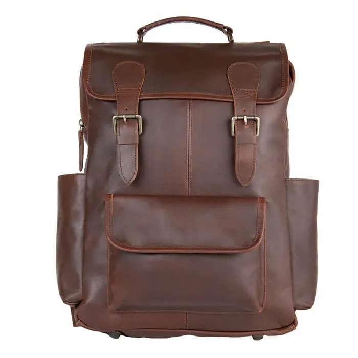 Vintage Square Leather Backpack