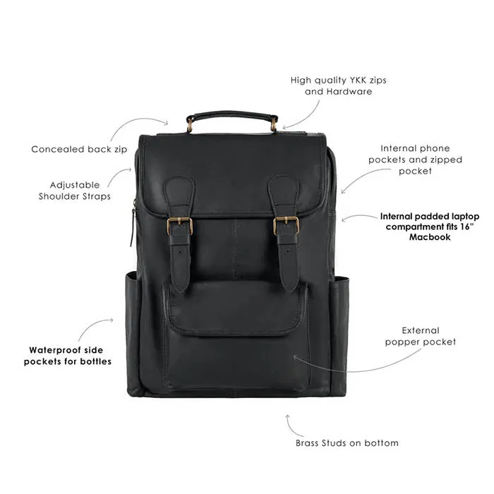 Vintage Square Leather Backpack