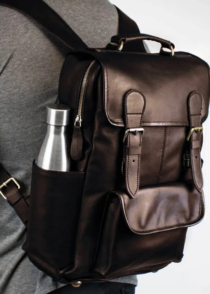 Vintage Square Leather Backpack