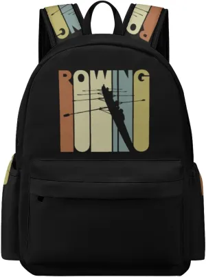 Vintage Style Rowing Silhouette Travel Backpack for Men Women Lightweight Computer Laptop Bag Shoulder Bag Daypack