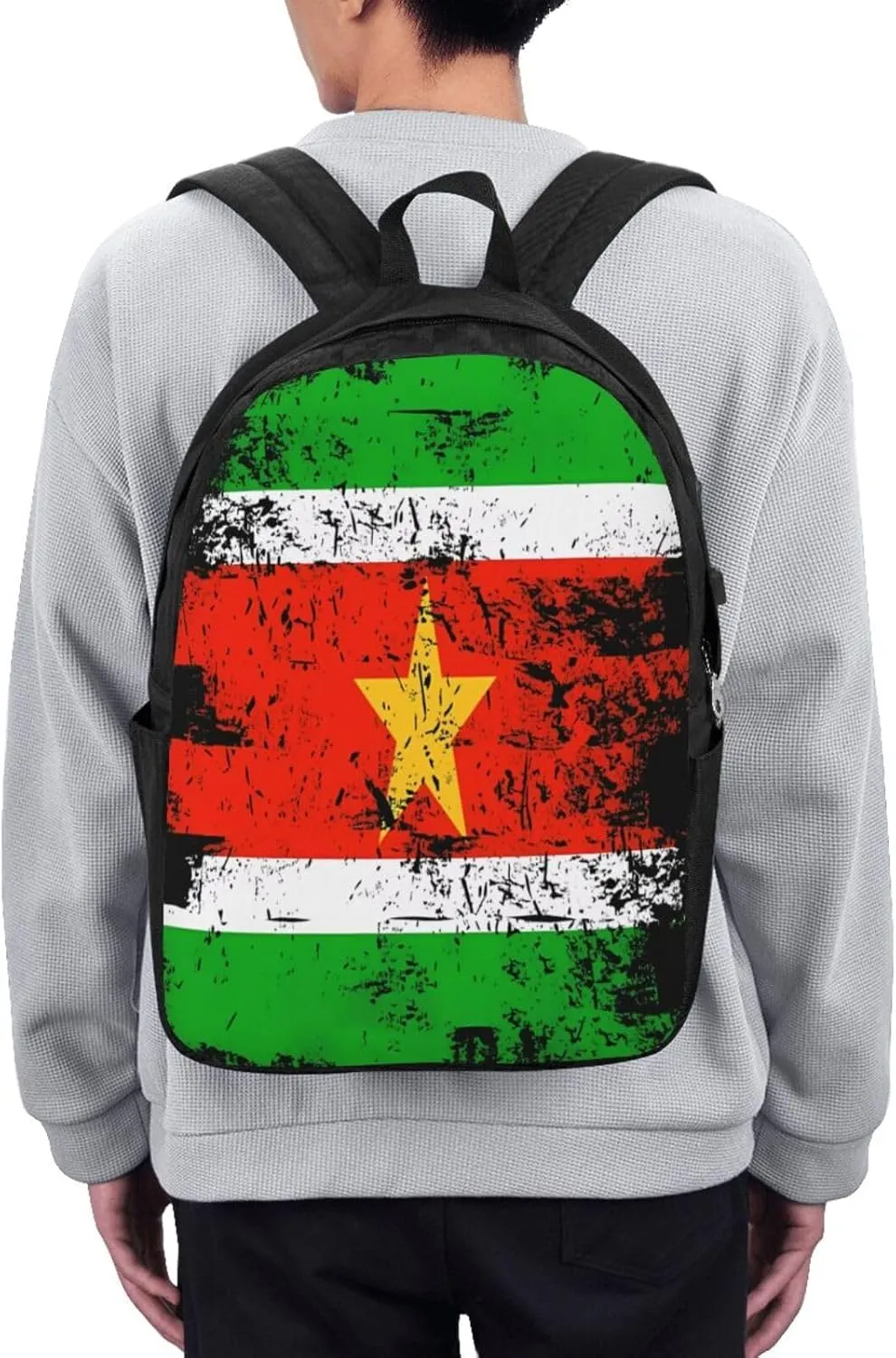 Vintage Suriname Surinamese Flag Laptop Backpacks Travel Backpack Casual Business Daypack Sport Rucksack Computer Bag Fits up to 17 Inch Notebook with USB Port