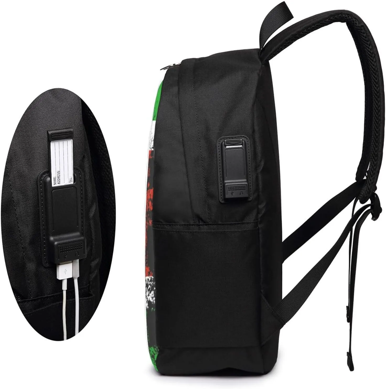 Vintage Suriname Surinamese Flag Laptop Backpacks Travel Backpack Casual Business Daypack Sport Rucksack Computer Bag Fits up to 17 Inch Notebook with USB Port
