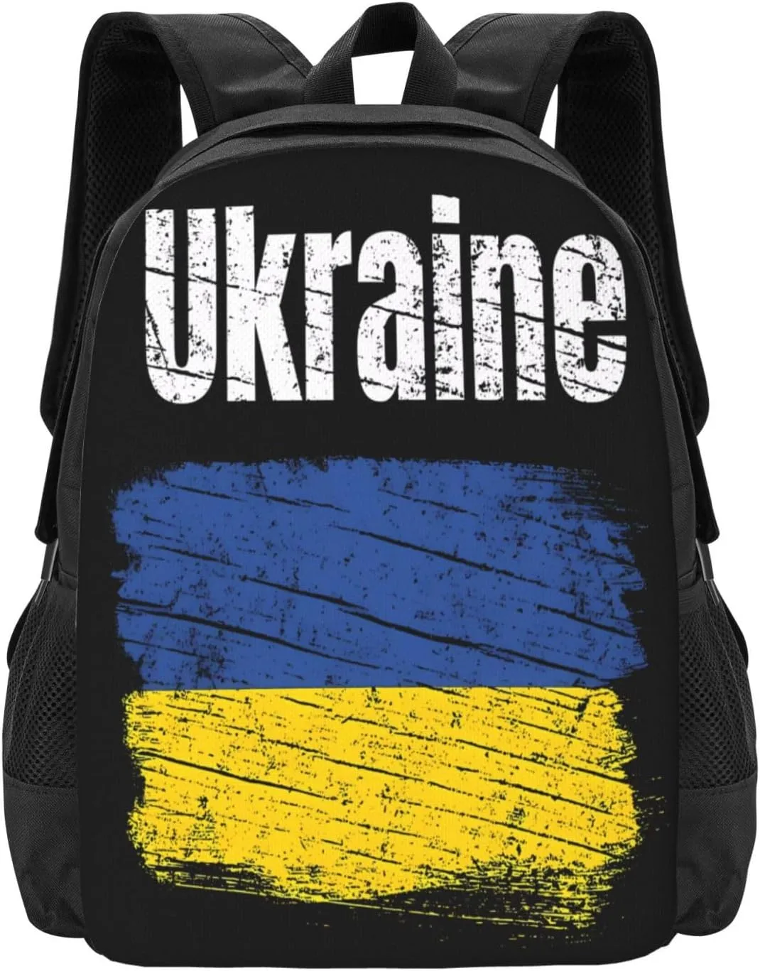 Vintage Ukraine Ukrainian Flag Casual Backpacks Large Capacity Backpack Laptop Rucksack Sport Daypack Commuter Bags with Adjustable Strap for Traveling Camping