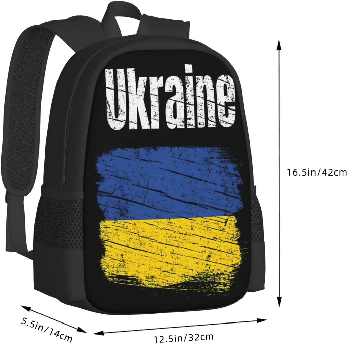 Vintage Ukraine Ukrainian Flag Casual Backpacks Large Capacity Backpack Laptop Rucksack Sport Daypack Commuter Bags with Adjustable Strap for Traveling Camping