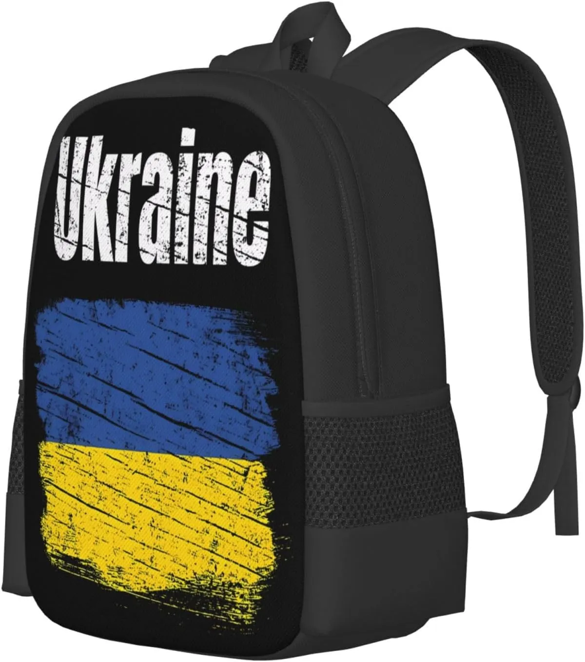Vintage Ukraine Ukrainian Flag Casual Backpacks Large Capacity Backpack Laptop Rucksack Sport Daypack Commuter Bags with Adjustable Strap for Traveling Camping