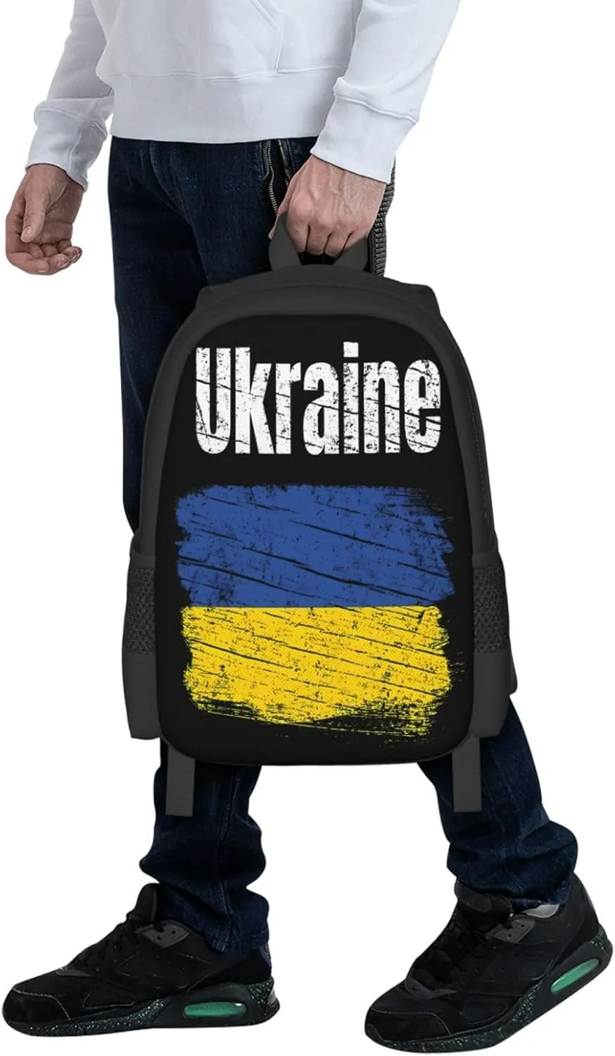 Vintage Ukraine Ukrainian Flag Casual Backpacks Large Capacity Backpack Laptop Rucksack Sport Daypack Commuter Bags with Adjustable Strap for Traveling Camping
