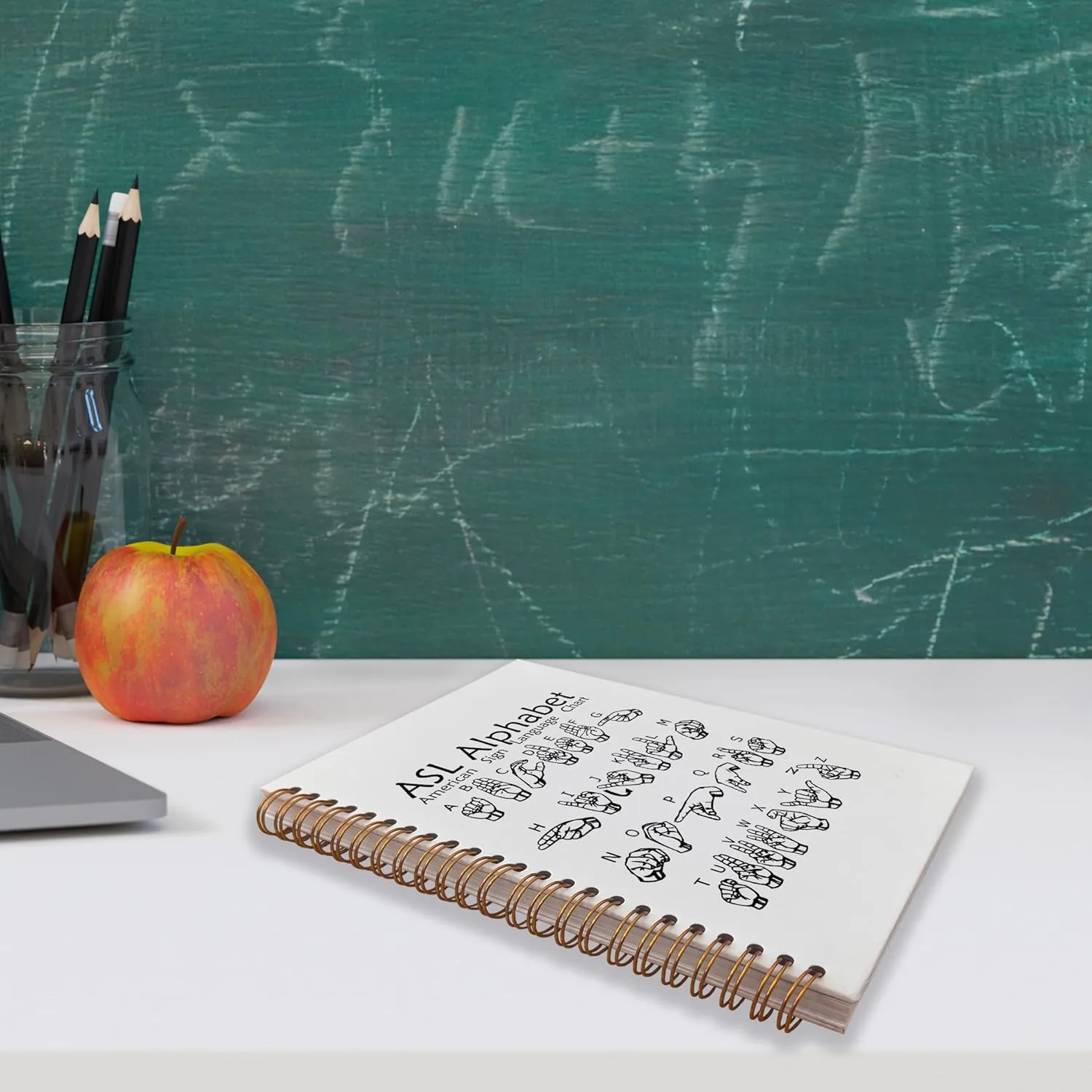 VNWEK ASL Alphabet American Sign Language Chat Educational Spiral Notebook Journal 5.5 x 8.3 inches,Diversity Lined Hardcover Spiral Notebook,Diversity and Inclusion Gifts,Back to School Gifts