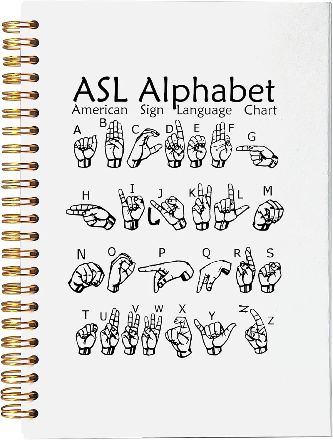 VNWEK ASL Alphabet American Sign Language Chat Educational Spiral Notebook Journal 5.5 x 8.3 inches,Diversity Lined Hardcover Spiral Notebook,Diversity and Inclusion Gifts,Back to School Gifts