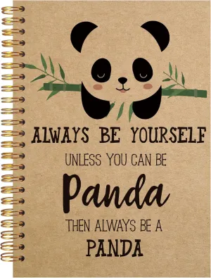 VNWEK Cute Panda Always Be Yourself Unless You Can Be a Panda Spiral Notebook Journal 5.5 x 8.3 inches,Panda Themed Lined Hardcover Spiral Notebook,Gifts for Panda Lovers kraft paper