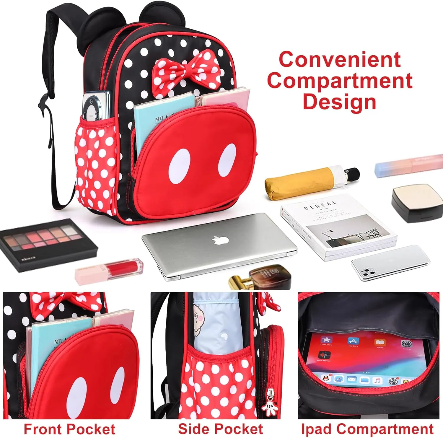 Voikukka Cute Little Girls Backpack Small Kids Mini Backpacks for Toddler Book Bag Children Preschool Backpack Kindergarten Bookbag Mini Mouse Girl Toys Gift Travel Backpacks