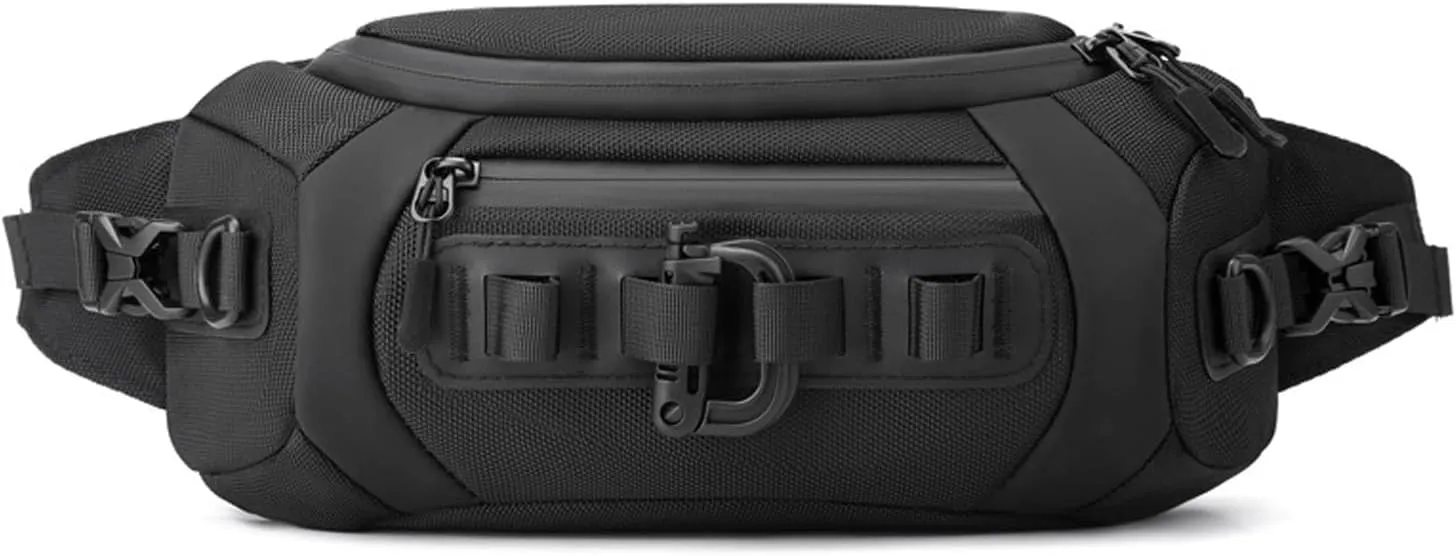 Waist Fanny Pack Casual Sling Bag Sport Bumbags for Women Men Chest Crossbody Bags Cover Pack for Hiking Cycling Travelling Outdoor Gym Business Nylon Shoulder Pouch Black