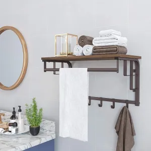 Wall Mounted Coat Rack Shelf with 5 Hooks