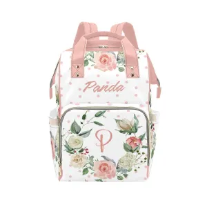 Watercolor Floral Polka Dots Diaper Bags Backpack with Name Personalized Baby Bag Nursing Nappy Bag Travel Tote Bag Gifts