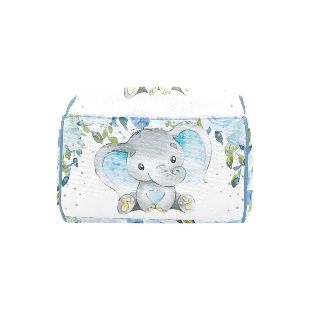 Watercolor Flower Elephant Bue Diaper Bags Backpack with Name Personalized Baby Bag Nursing Nappy Bag Travel Tote Bag Gifts