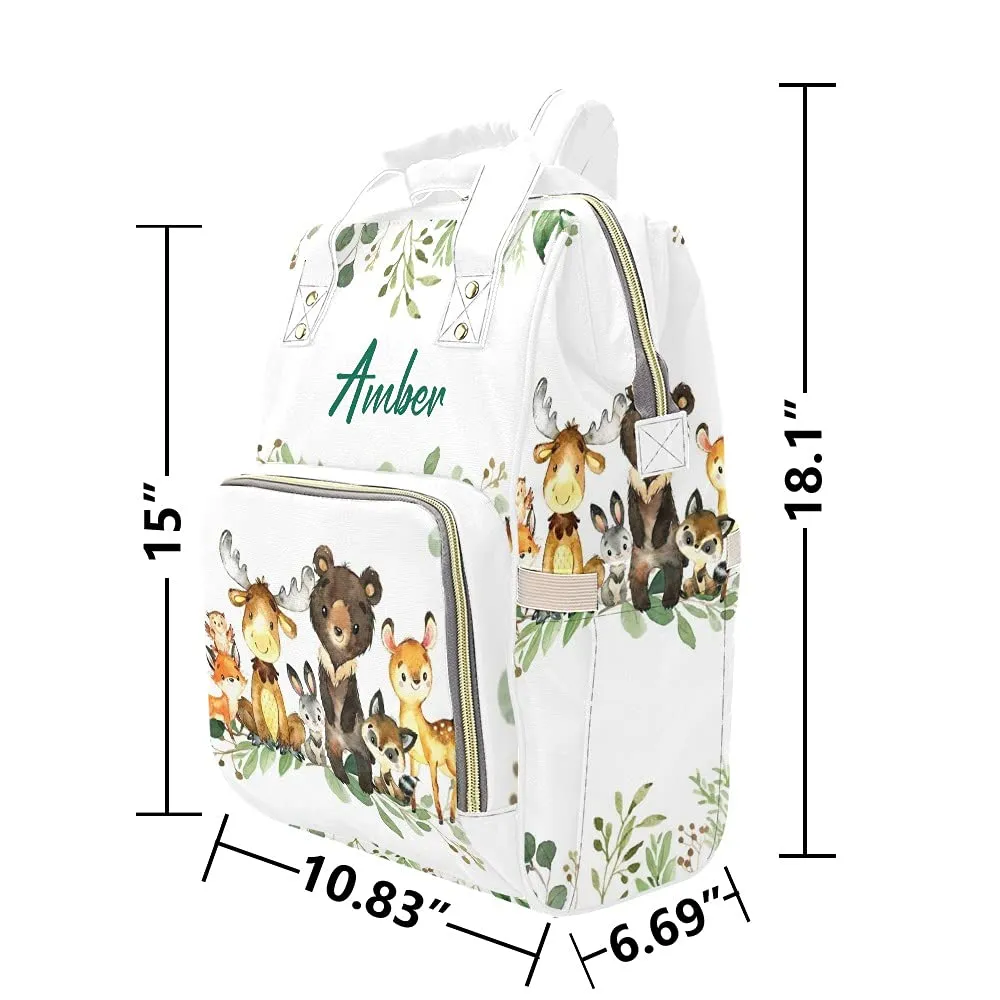 Watercolor Forest Animals Diaper Bags Backpack Personalized Baby Bag Nursing Nappy Bag Travel Tote Bag Gifts