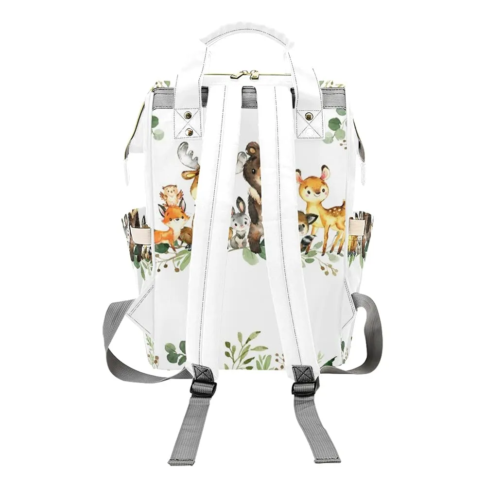 Watercolor Forest Animals Diaper Bags Backpack Personalized Baby Bag Nursing Nappy Bag Travel Tote Bag Gifts