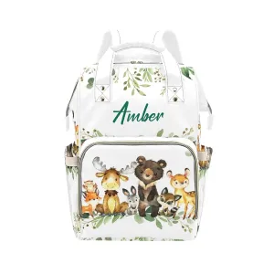 Watercolor Forest Animals Diaper Bags Backpack Personalized Baby Bag Nursing Nappy Bag Travel Tote Bag Gifts