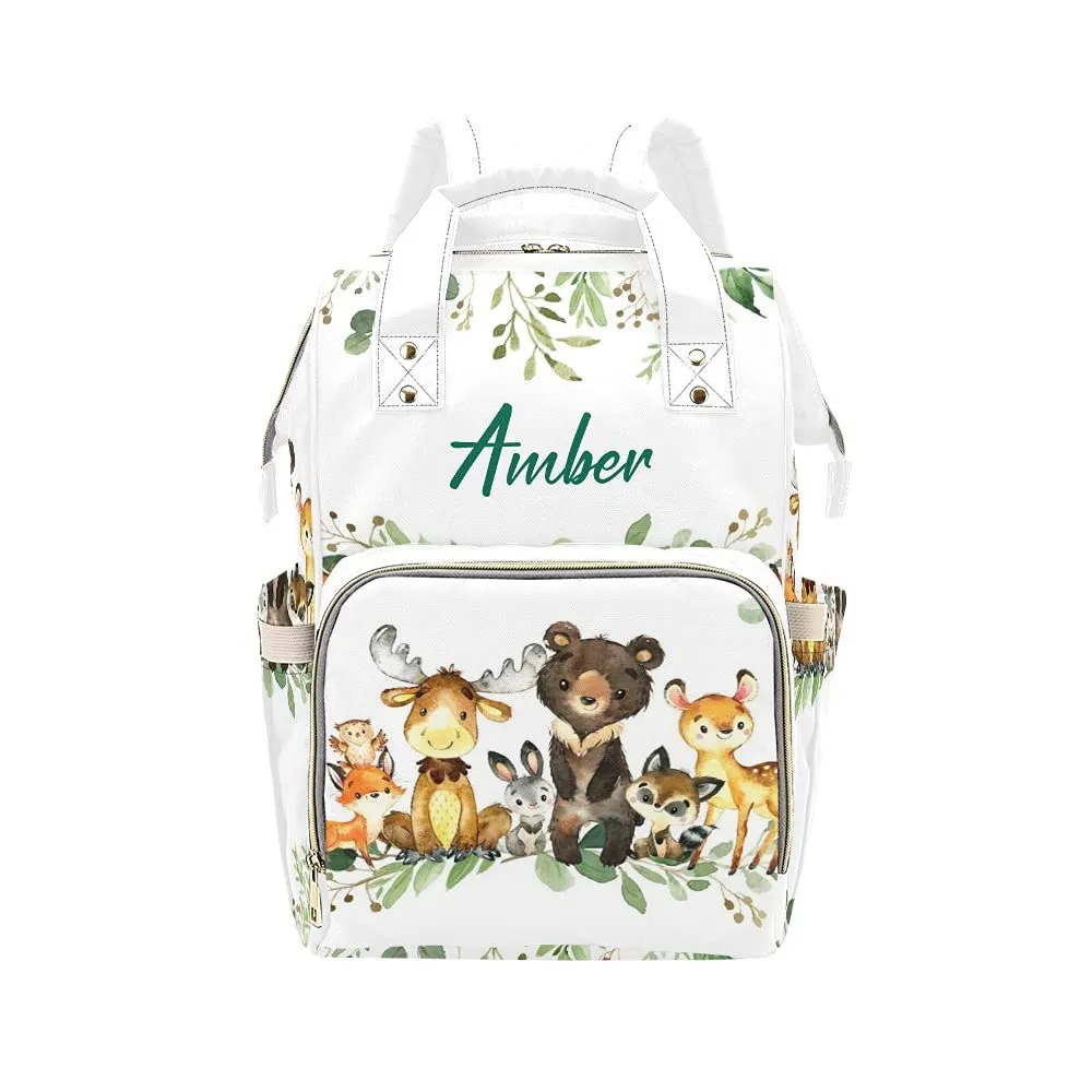 Watercolor Forest Animals Diaper Bags Backpack Personalized Baby Bag Nursing Nappy Bag Travel Tote Bag Gifts