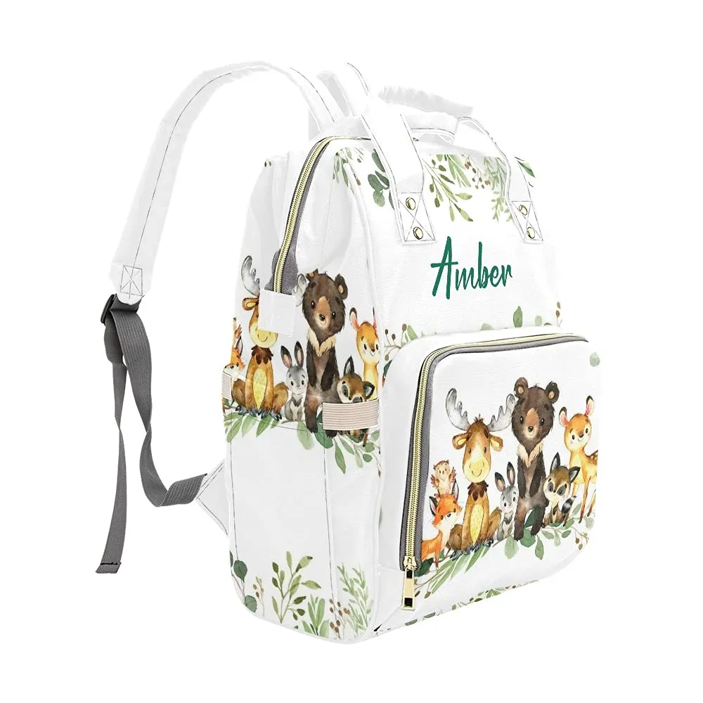 Watercolor Forest Animals Diaper Bags Backpack Personalized Baby Bag Nursing Nappy Bag Travel Tote Bag Gifts