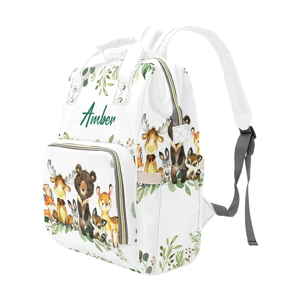 Watercolor Forest Animals Diaper Bags Backpack Personalized Baby Bag Nursing Nappy Bag Travel Tote Bag Gifts