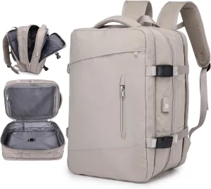 Waterproof Travel Backpack for Women Men, 44L Carry On Backpack with USB Charging Port, 17.3" Laptop Backpack, Personal Item Bag for Airlines Approved, Business Backpack Casual Daypack 1680D