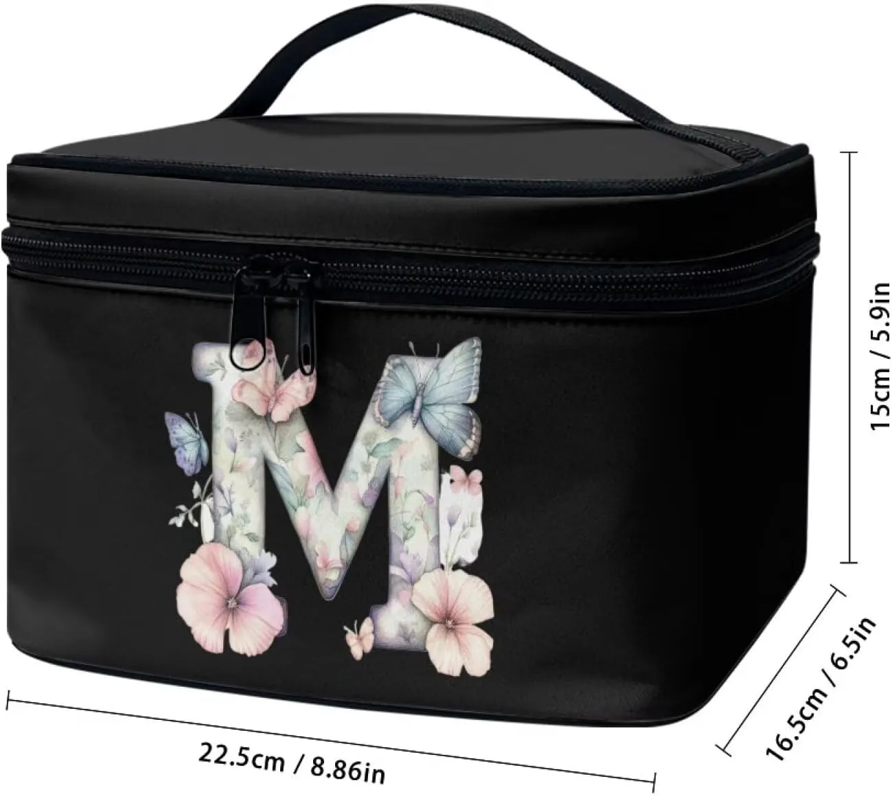 Wdkrgetd Layered Makeup Bag Minimalist Makeup Bags for Women Big Storage Bag Hand Washable Wash Organizer Bag for Vacation Getaways Practical Cosmetic Pouch for Purse Gifts for Bridesmaids BLACK M