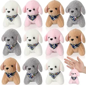 Wettarn 12 Pcs Cat Dog Plush Keychain Bulk Small Stuffed Animal Puppy Kitty Kawaii Cute Kitty Puppy Plush Keychain for Backpack Birthday Party Favor Wedding Baby Shower(Dog)
