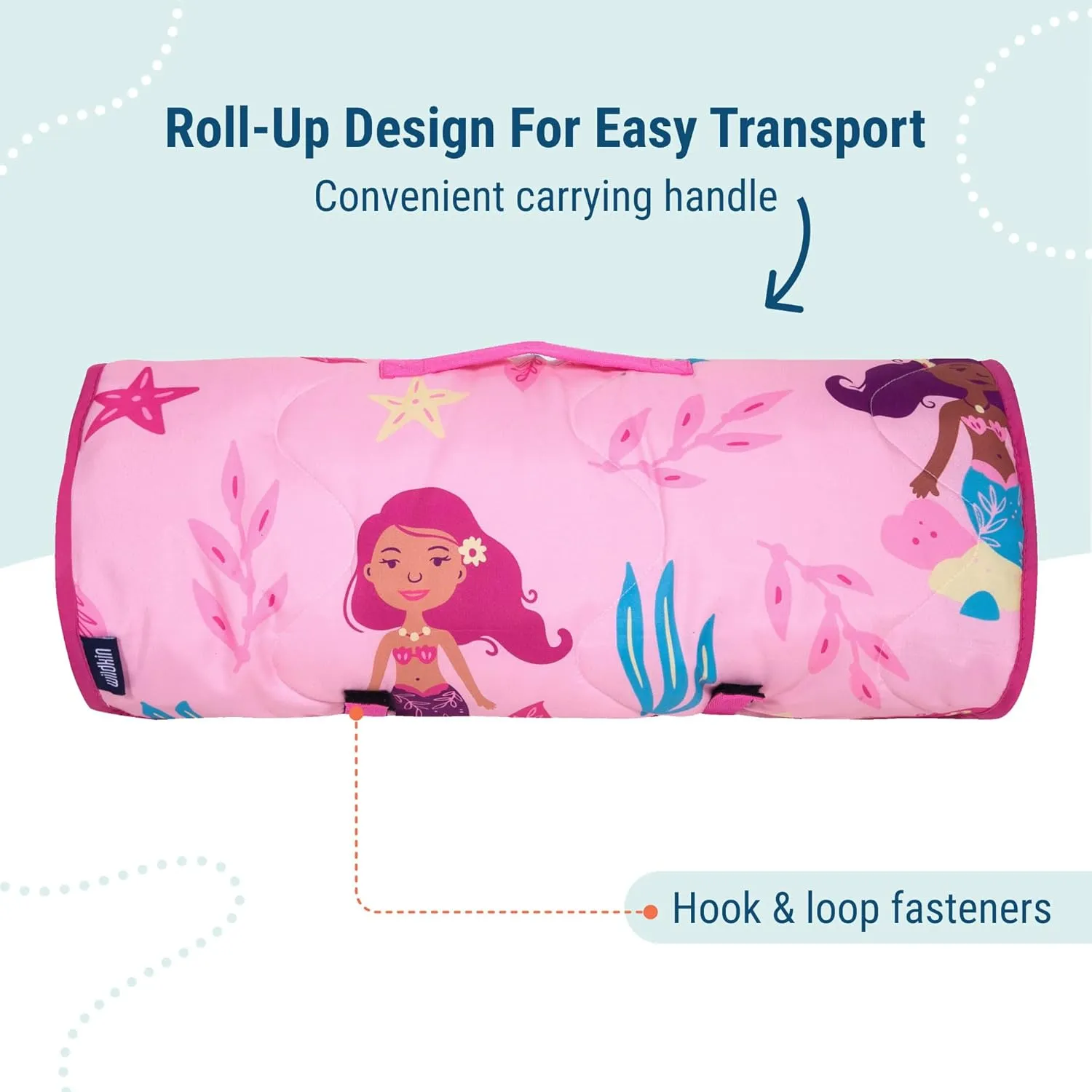 Wildkin Day2Day Kids Nap Mat – Ideal for Daycare, School, Sleepover & Travel - Groovy Mermaids
