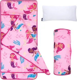 Wildkin Day2Day Kids Nap Mat – Ideal for Daycare, School, Sleepover & Travel - Groovy Mermaids