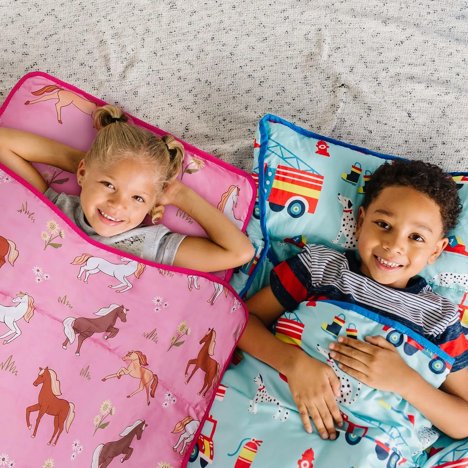 Wildkin Day2Day Kids Nap Mat – Ideal for Daycare, School, Sleepover & Travel - Wild Horses