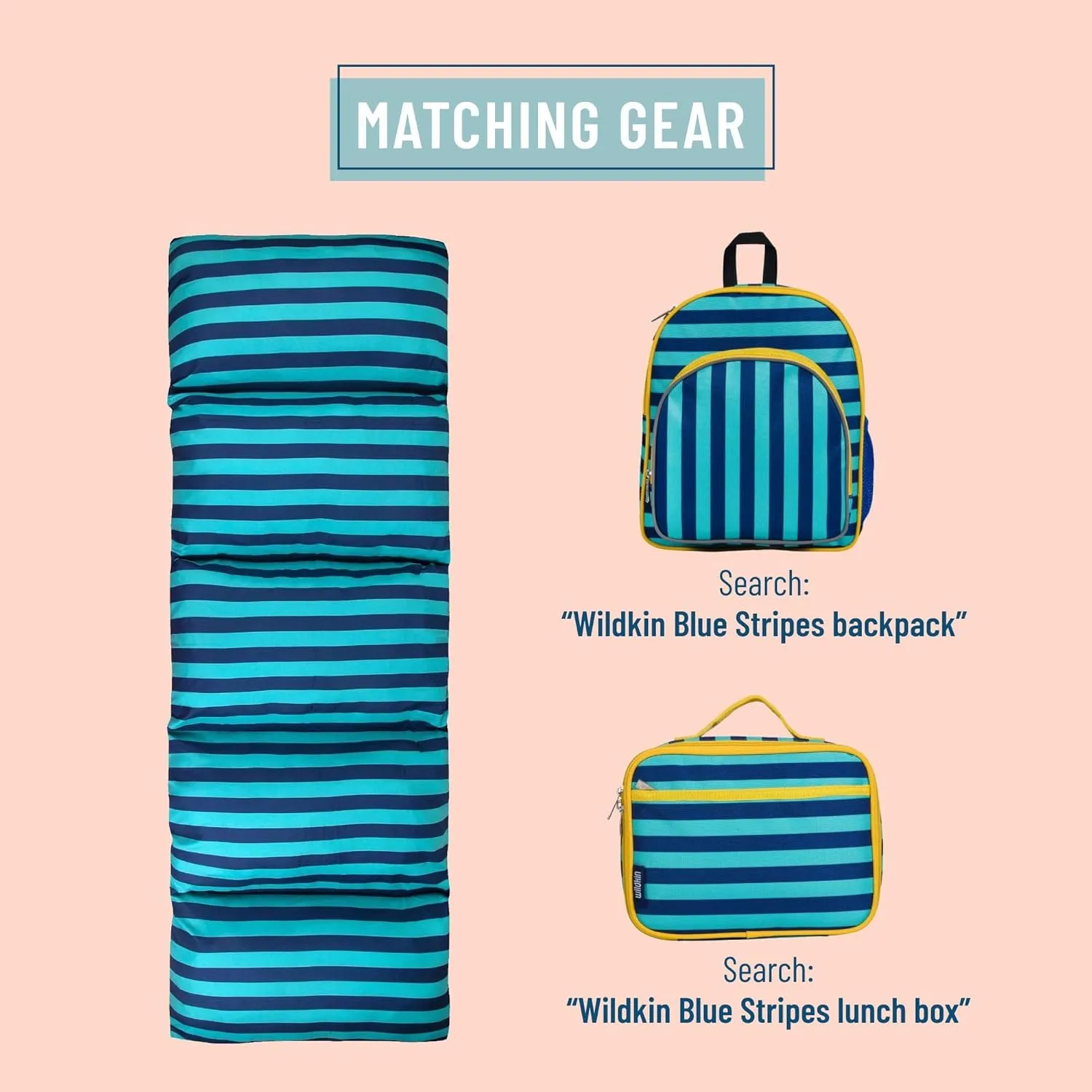 Wildkin Kids Microfiber Floor Lounger – Travel-Friendly, Sleepovers, Pillow Not Included - Blue Stripes