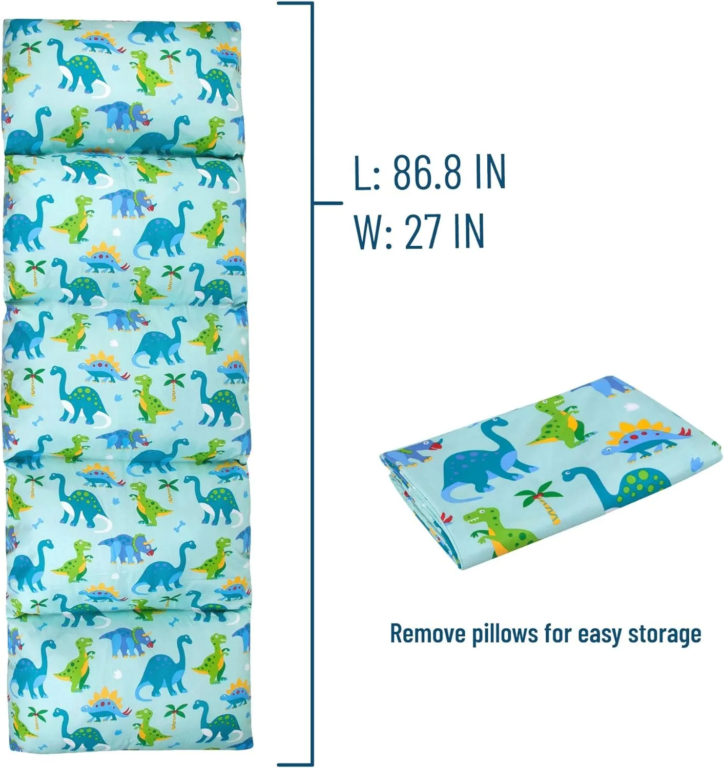 Wildkin Kids Microfiber Floor Lounger – Travel-Friendly, Sleepovers, Pillow Not Included - Dinosaur Land
