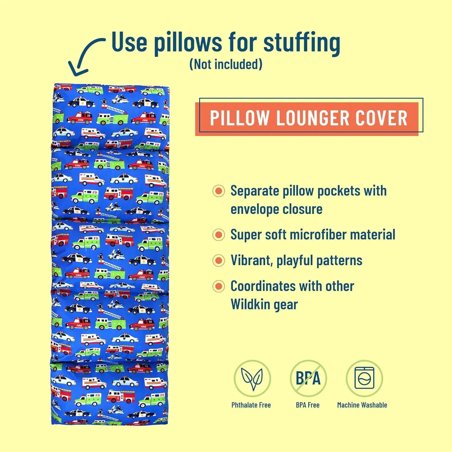 Wildkin Kids Microfiber Floor Lounger – Travel-Friendly, Sleepovers, Pillow Not Included - Heroes
