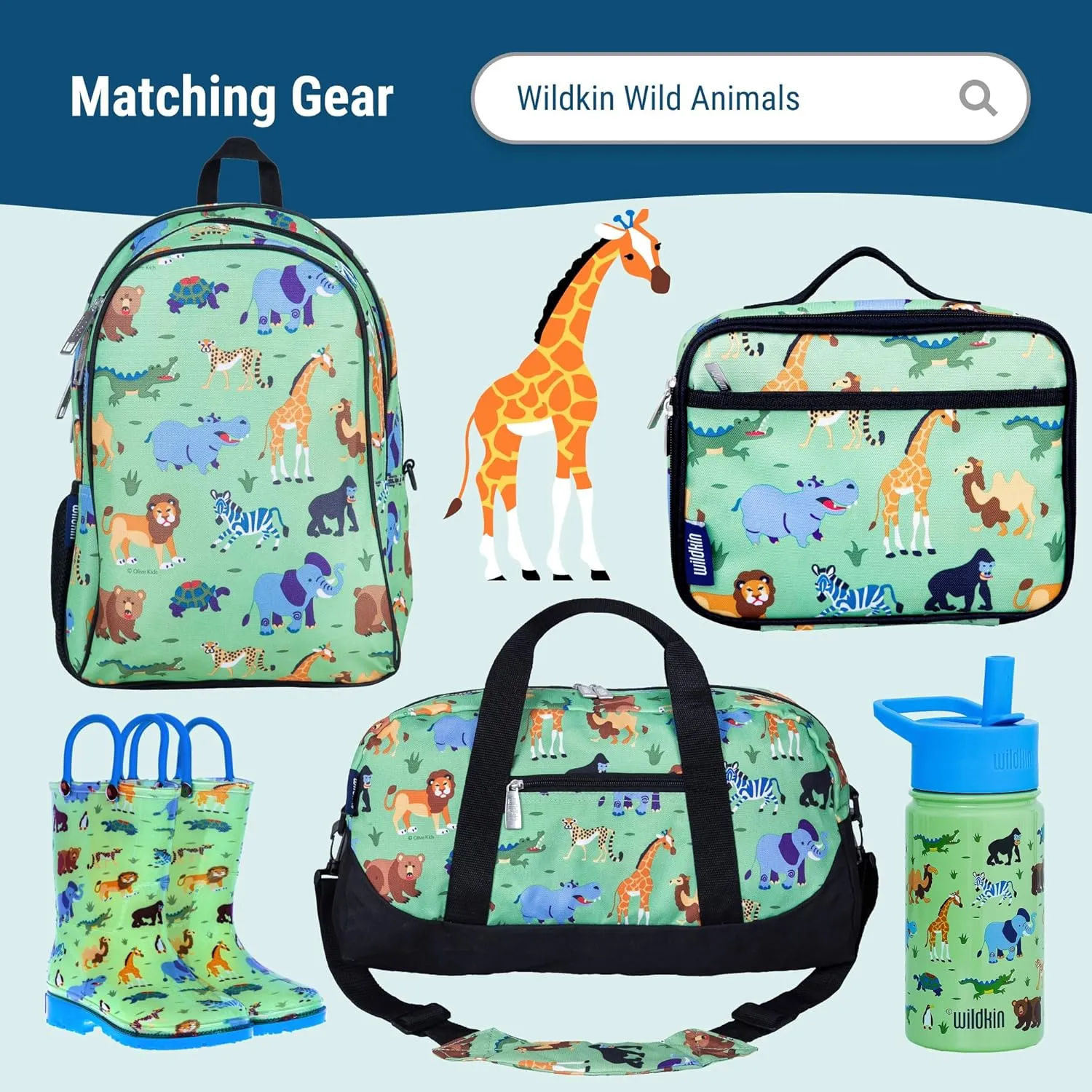 Wildkin Kids Original Nap Mat – Cozy Kids Sleep Mat with Pillow, Ideal for School & Travel - Wild Animals