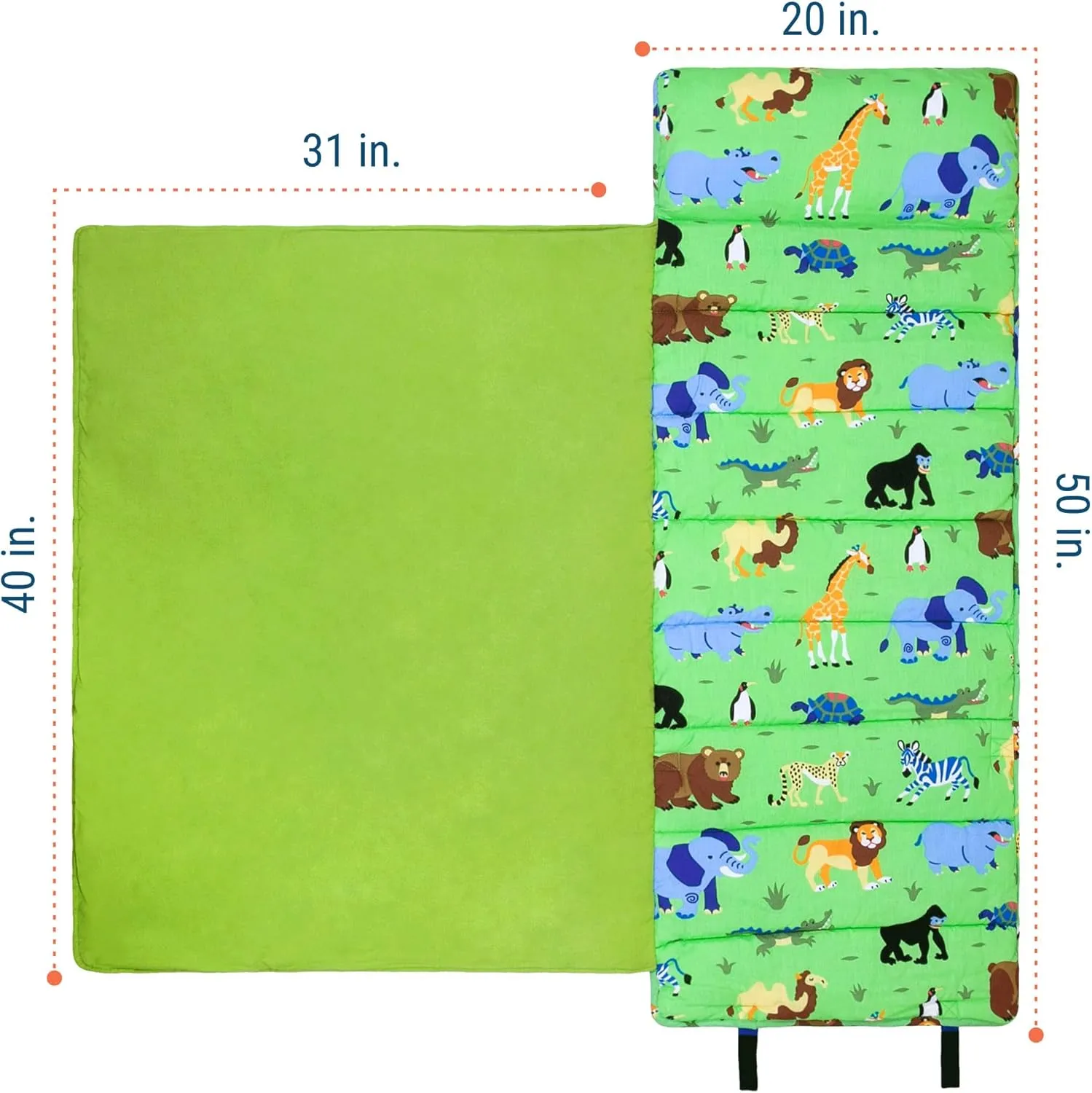 Wildkin Kids Original Nap Mat – Cozy Kids Sleep Mat with Pillow, Ideal for School & Travel - Wild Animals