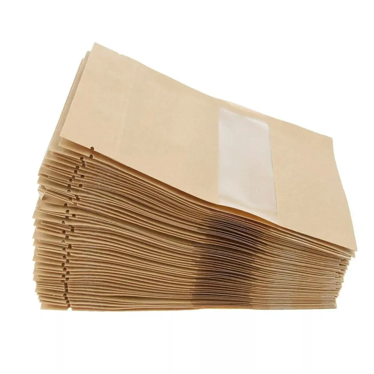 Window Zip Bags 10-200PCS 6Sizes Kraft Paper