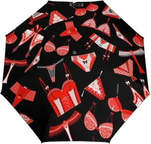 Windproof Travel Umbrellas for Rain,Cartoon Bra Pant Pattern Durable & Compact Umbrella-Waterproof Canopy for Backpack, Purse, Portable, Umbrella for Travel