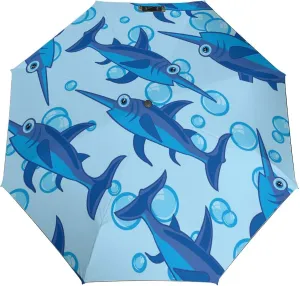 Windproof Travel Umbrellas for Rain,Cartoon of Fish Durable & Compact Umbrella-Waterproof Canopy for Backpack, Purse, Portable, Umbrella for Travel