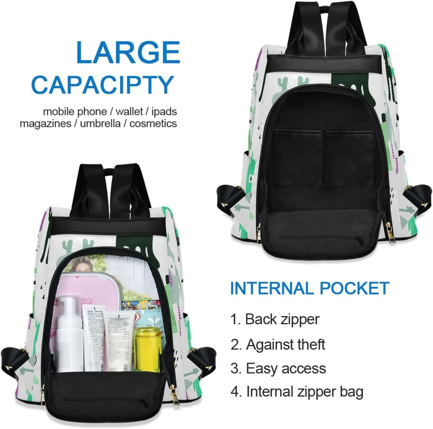 Women Backpack Daypack Casual Shoulder Bag Vintage Anti-theft Travel Backpack Pattern 10