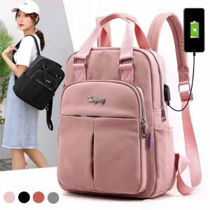 Women Nylon School Backpacks Anti Theft USB Charge Backpack Waterproof Bagpack School Bags For Teenage Girls Travel Bag New