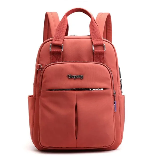 Women Nylon School Backpacks Anti Theft USB Charge Backpack Waterproof Bagpack School Bags For Teenage Girls Travel Bag New