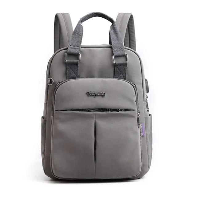 Women Nylon School Backpacks Anti Theft USB Charge Backpack Waterproof Bagpack School Bags For Teenage Girls Travel Bag New