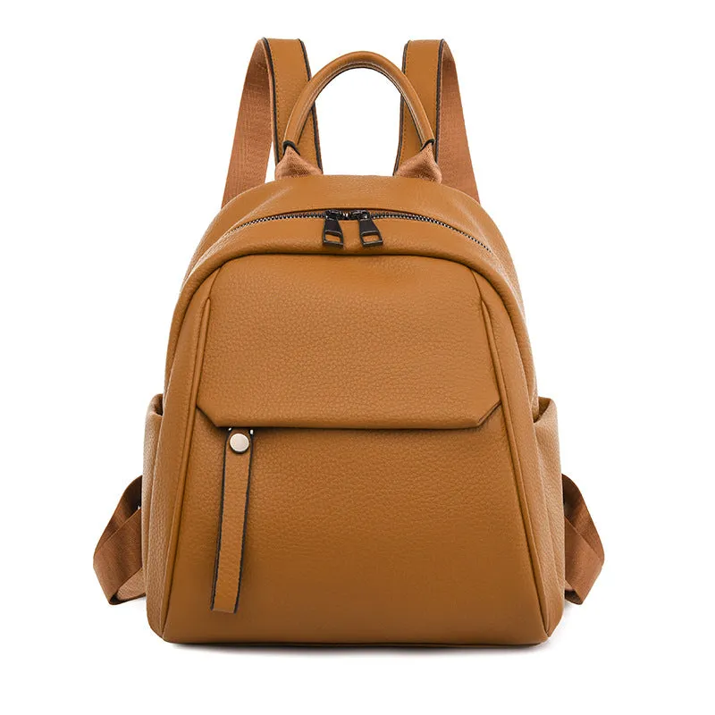 Women's Korean Soft Leather Fashion Artistic Backpacks